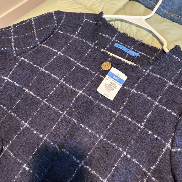 J. McLaughlin Abigail Jacket in Window Pane Navy and White - Picture 9 of 9